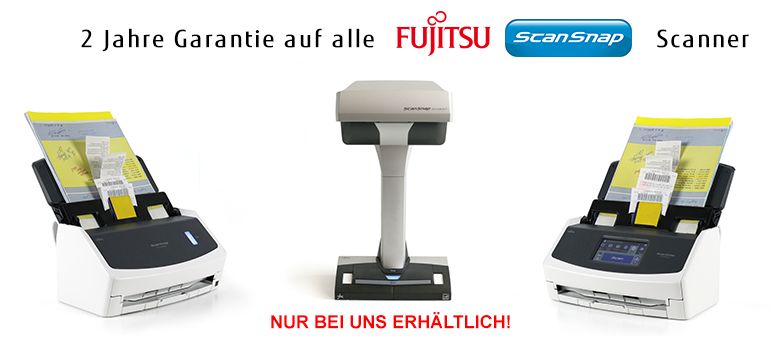 2 Jahre Hersteller Garantie auf Fujitsu ScanSnap Scanner
